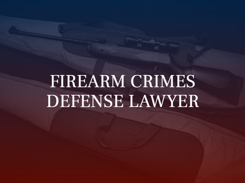 Picture of a rifle with the caption "firearm crimes defense lawyer" overtop