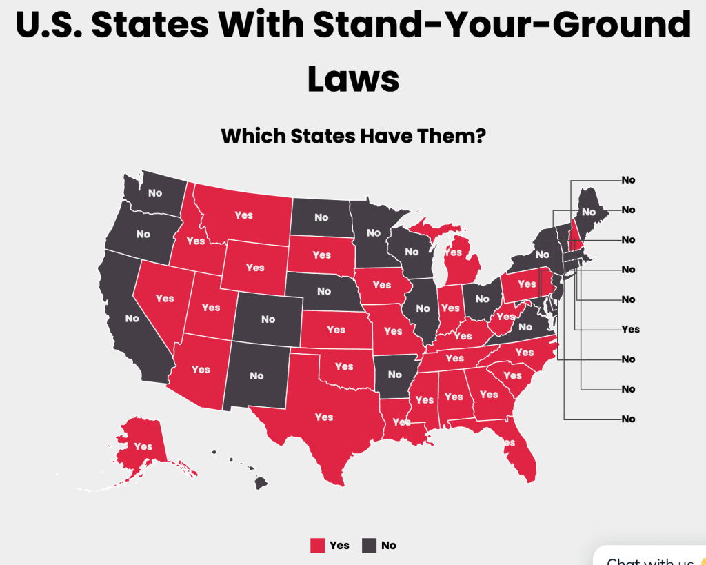 map of the country and which states have stand your ground laws